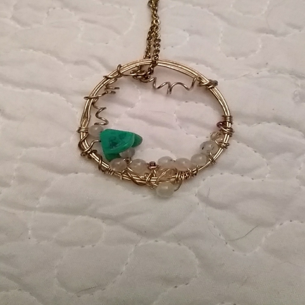 Handmade wire and bead necklace